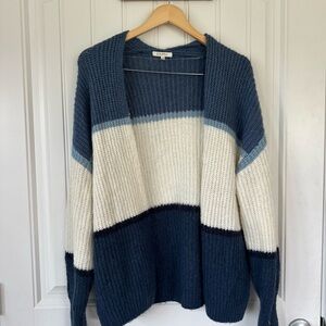 Z Supply Navy and Cream Colorblock Cardigan